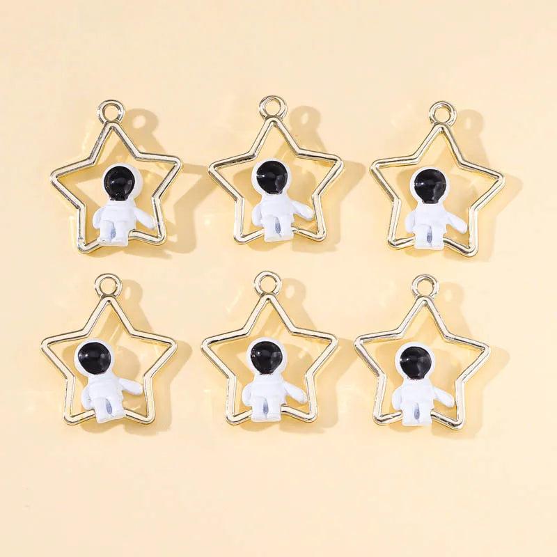 10Pcs Astronaut Star Moon Alloy Charm Pendant for DIY Necklace Bracelet