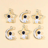 10Pcs Astronaut Star Moon Alloy Charm Pendant for DIY Necklace Bracelet