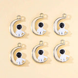 10Pcs Astronaut Star Moon Alloy Charm Pendant for DIY Necklace Bracelet