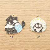 10pcs Enamel Cat Claw Charm Animal Necklace Pendant Earring Charms Diy