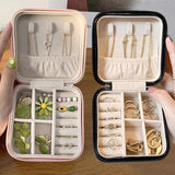 Portable Jewelry Storage Box Travel Organizer Boxes Jewelry Case Leather Storage