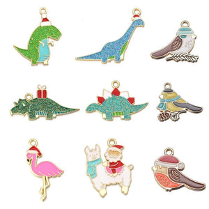 10pcs Enamel Charms Dinosaur Alpaca Ornament For DIY Jewelry Making