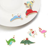 10pcs Enamel Charms Dinosaur Alpaca Ornament For DIY Jewelry Making