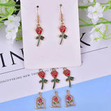 10pcs Rose Enamel Charms Metal Drip Oil Pendant DIY Jewelry Accessories