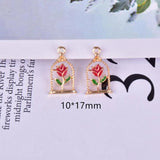10pcs Rose Enamel Charms Metal Drip Oil Pendant DIY Jewelry Accessories