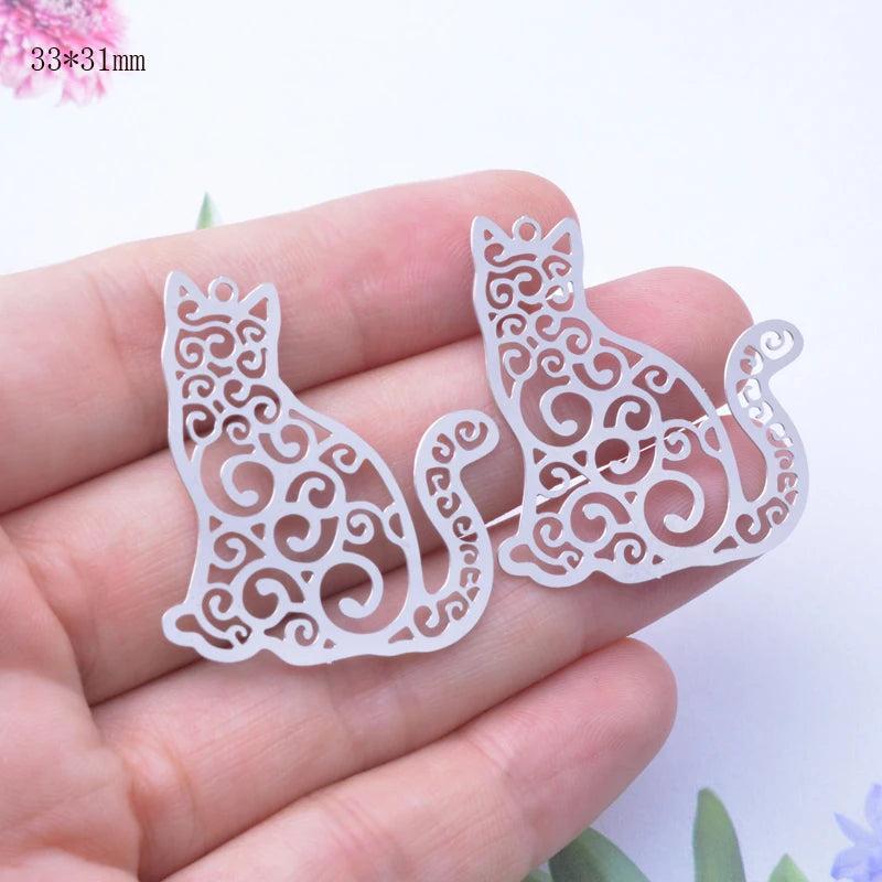 10pcs Stainless Steel Animal Charms for DIY Jewelry Making