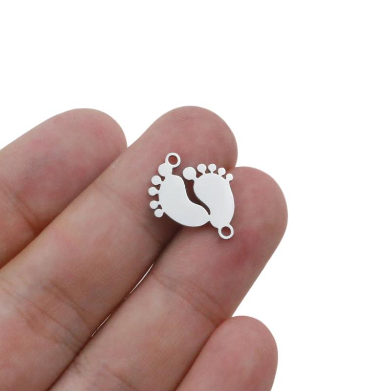 5pcs Stainless Steel Baby Feet Charm Pendants DIY Jewelry Findings
