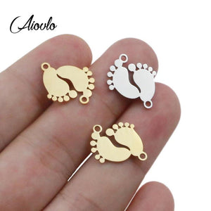 5pcs Stainless Steel Baby Feet Charm Pendants DIY Jewelry Findings
