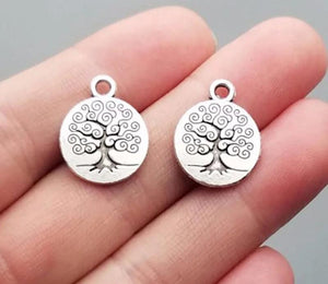 25pcs 15mm Silver Tree Of Life Charms Pendants DIY Necklace Jewelry
