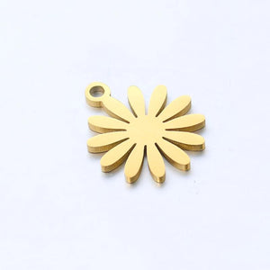 5pcs Stainless Steel Daisy Flower Charm Sunflower Pendant DIY Jewelry