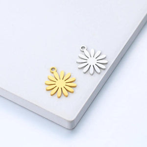 5pcs Stainless Steel Daisy Flower Charm Sunflower Pendant DIY Jewelry