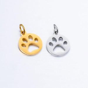 5pcs Stainless Steel Charms Hollow-out Animal Paw Circle DIY Accessories