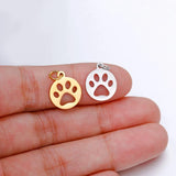 5pcs Stainless Steel Charms Hollow-out Animal Paw Circle DIY Accessories