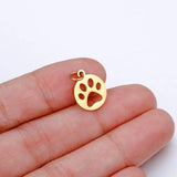 5pcs Stainless Steel Charms Hollow-out Animal Paw Circle DIY Accessories