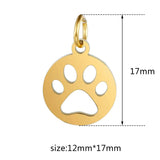 5pcs Stainless Steel Charms Hollow-out Animal Paw Circle DIY Accessories