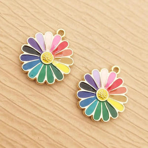 10pcs Enamel Flower Charm for Jewelry Making Necklace Pendant Earring