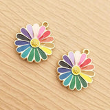 10pcs Enamel Flower Charm for Jewelry Making Necklace Pendant Earring
