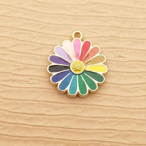 10pcs Enamel Flower Charm for Jewelry Making Necklace Pendant Earring