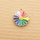 10pcs Enamel Flower Charm for Jewelry Making Necklace Pendant Earring