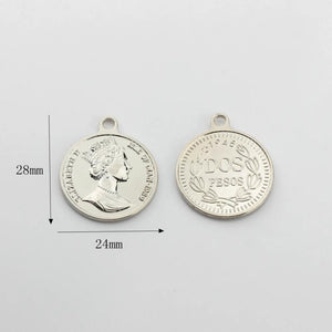 Round Coin Charms Pendant 10pcs/lot DIY Jewelry Bracelet Accessories