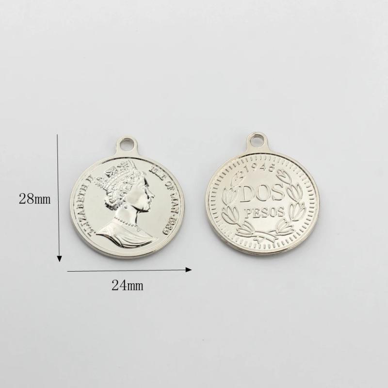 Round Coin Charms Pendant 10pcs/lot DIY Jewelry Bracelet Accessories