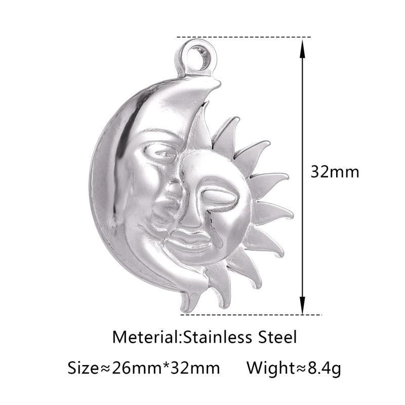 3pcs Stainless Steel Casting Sun Moon Charms Pendant for Jewelry Making
