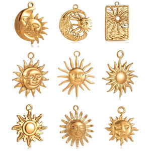 3pcs Stainless Steel Casting Sun Moon Charms Pendant for Jewelry Making