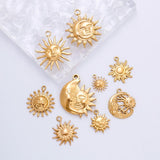 3pcs Stainless Steel Casting Sun Moon Charms Pendant for Jewelry Making