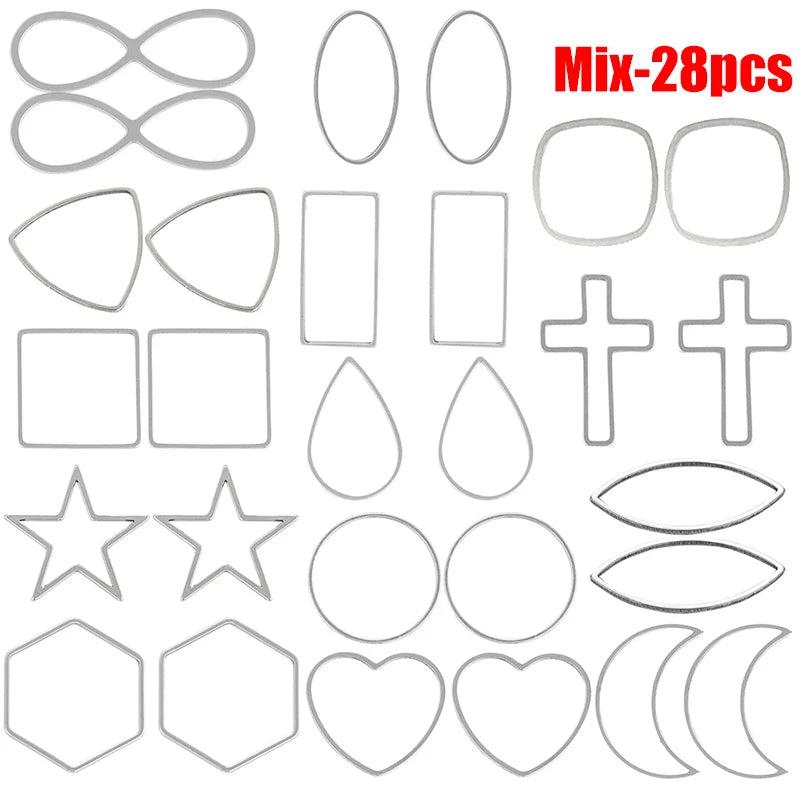 30pcs Stainless Steel Pendant Flower Resin Frame DIY Jewelry