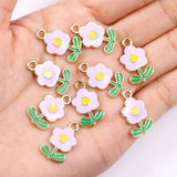 20Pcs Enamel Flower Charms Rose Pendant for DIY Jewellery Making