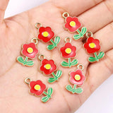 20Pcs Enamel Flower Charms Rose Pendant for DIY Jewellery Making