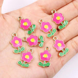 20Pcs Enamel Flower Charms Rose Pendant for DIY Jewellery Making