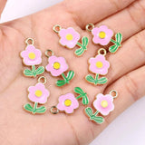 20Pcs Enamel Flower Charms Rose Pendant for DIY Jewellery Making