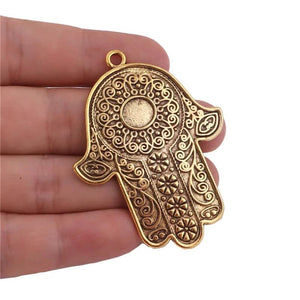 5Pcs/Lot Hamsa Palm Protection Charms Evil Eye Beads Fatima Hand Pendant