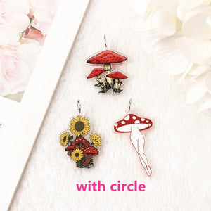 6Pcs Goth Mushroom Charms for DIY Earring Keychain Necklace