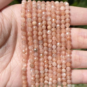 Faceted Sunstone Round Beads 2 3 4mm for Jewelry Making
