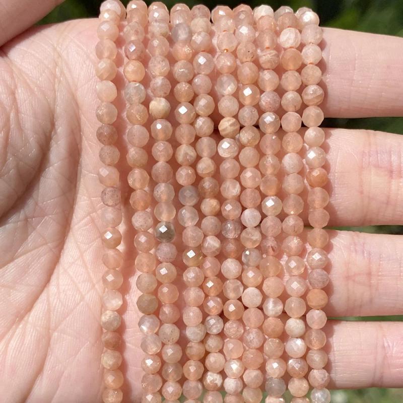 Faceted Sunstone Round Beads 2 3 4mm for Jewelry Making