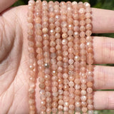 Faceted Sunstone Round Beads 2 3 4mm for Jewelry Making