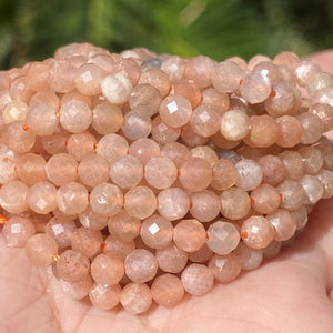 Faceted Sunstone Round Beads 2 3 4mm for Jewelry Making