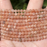 Faceted Sunstone Round Beads 2 3 4mm for Jewelry Making