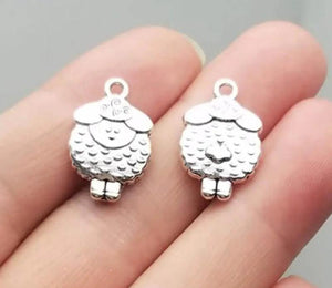 15pcs Antique Silver Plated Sheep Charms Pendants For DIY Keychain Jewelry