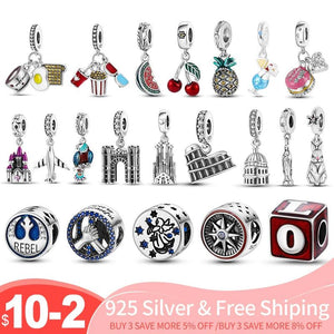Silver Charms Beads For 925 Bracelets Women Pendant Beads DI