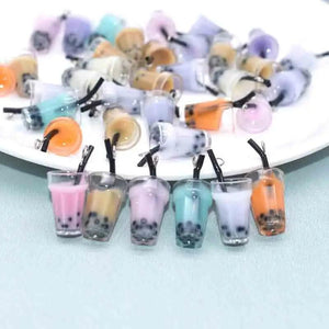 10pc Mixed Bubble Milk Tea Cup Charms 13*25mm DIY Earrings Necklace Jewelry