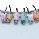 10pc Mixed Bubble Milk Tea Cup Charms 13*25mm DIY Earrings Necklace Jewelry
