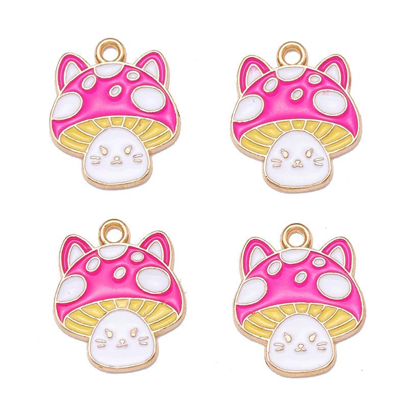 20pcs Enamel Drip Mushroom Pendants Funny Charms for Jewelry Making DIY