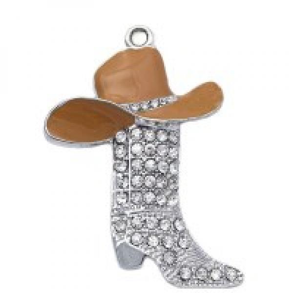 Enamel Hats Crystal Cowboys Boots Charms DIY
