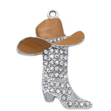 Enamel Hats Crystal Cowboys Boots Charms DIY