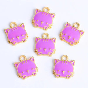20Pcs High Fast Enamel Drip Cat Pendant Earrings Bracelet Necklace Making