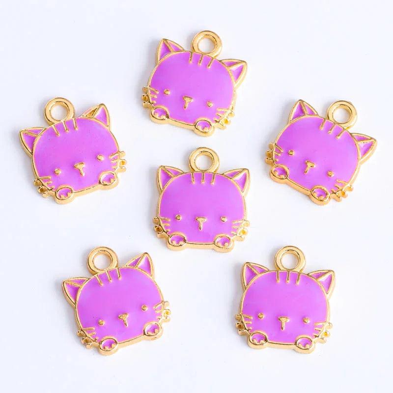 20Pcs High Fast Enamel Drip Cat Pendant Earrings Bracelet Necklace Making