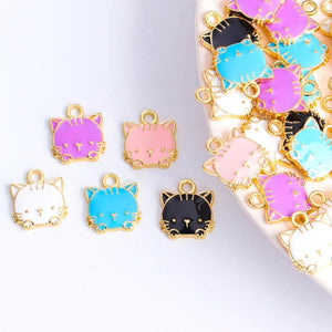 20Pcs High Fast Enamel Drip Cat Pendant Earrings Bracelet Necklace Making